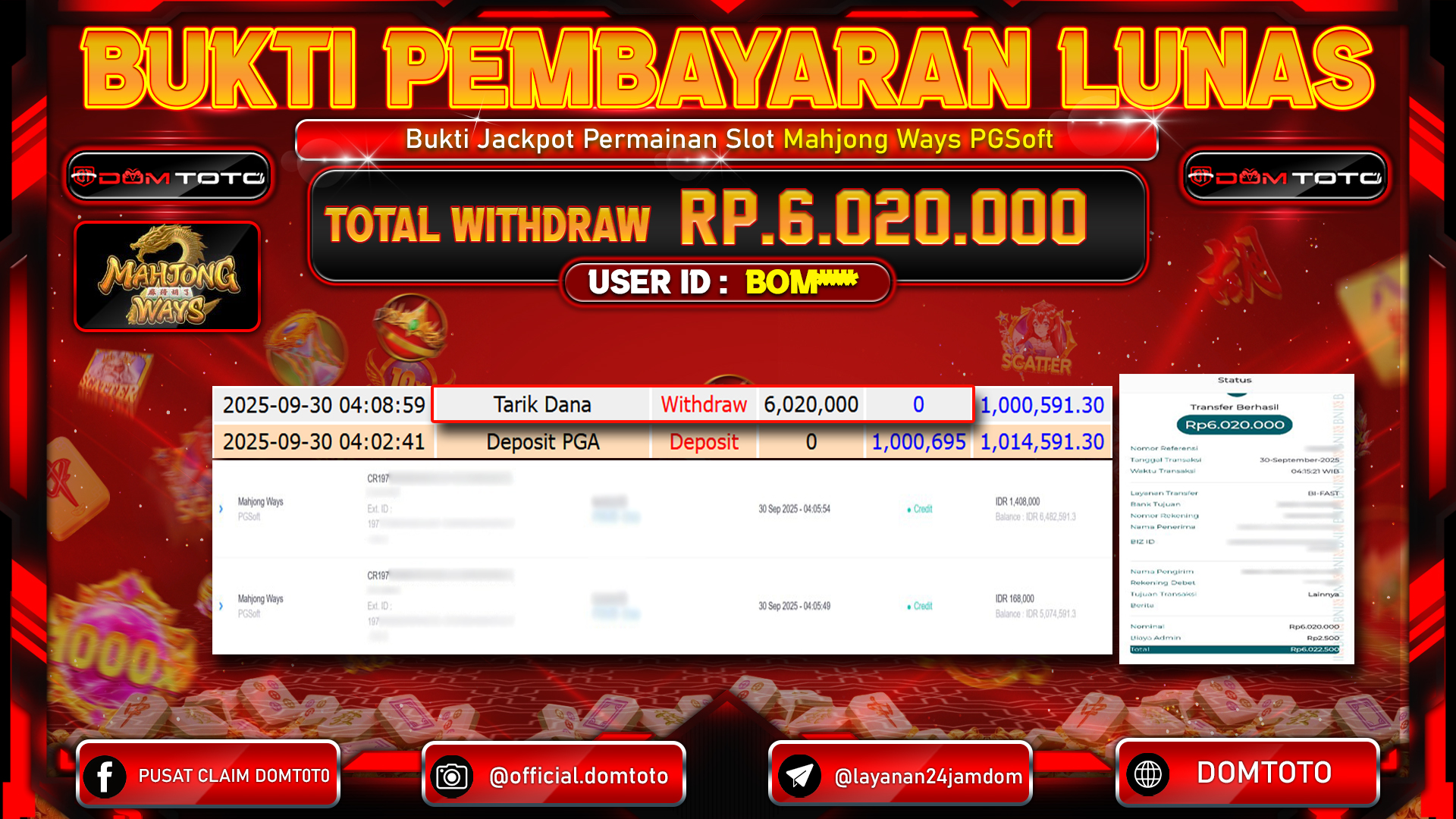 JACKPOT SLOT Mahjong Ways PGSoft 30 SEPTEMBER 2025